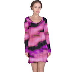 Pink  Waves Flow Series 2 Long Sleeve Nightdress by DimitriosArt