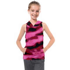 Pink  Waves Flow Series 3 Kids  Sleeveless Hoodie by DimitriosArt