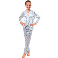 Christmas Candy Canes Kid s Satin Long Sleeve Pajamas Set by SychEva