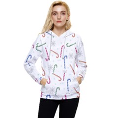 Christmas Candy Canes Women s Lightweight Drawstring Hoodie by SychEva