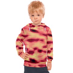 Red Waves Flow Series 4 Kids  Hooded Pullover by DimitriosArt