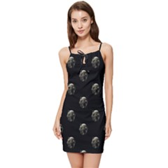 Creepy Head Sculpture With Respirator Motif Pattern Summer Tie Front Dress by dflcprintsclothing