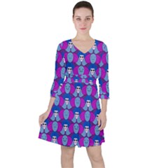 Abstract Quarter Sleeve Ruffle Waist Dress by SychEva