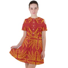 Abstract Pattern Geometric Backgrounds   Short Sleeve Shoulder Cut Out Dress  by Eskimos