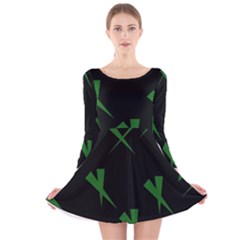 Abstract Pattern Geometric Backgrounds   Long Sleeve Velvet Skater Dress by Eskimos