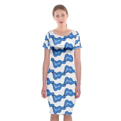 Abstract Waves Classic Short Sleeve Midi Dress by SychEva