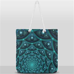 Fractal Full Print Rope Handle Tote (large) by Sparkle