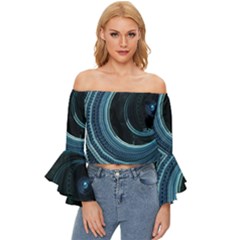 Fractal Off Shoulder Flutter Bell Sleeve Top by Sparkle