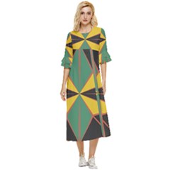 Abstract Pattern Geometric Backgrounds   Double Cuff Midi Dress by Eskimos