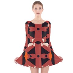 Abstract Pattern Geometric Backgrounds   Long Sleeve Velvet Skater Dress by Eskimos