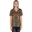 Abstract pattern geometric backgrounds   Women s V-Neck Scrub Top View1