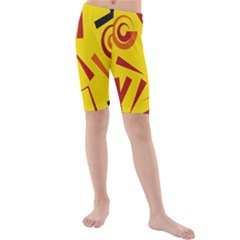 Abstract Pattern Geometric Backgrounds   Kids  Mid Length Swim Shorts by Eskimos