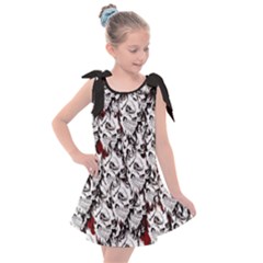 Demonic Skulls Pattern, Spooky Horror, Halloween Theme Kids  Tie Up Tunic Dress by Casemiro