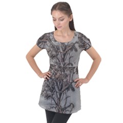 Big Tree Photo Illustration Puff Sleeve Tunic Top by dflcprintsclothing