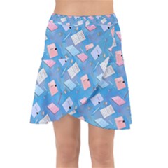 Notepads Pens And Pencils Wrap Front Skirt by SychEva