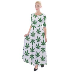 Weed Pattern Half Sleeves Maxi Dress by Valentinaart