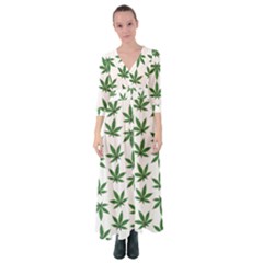 Weed Pattern Button Up Maxi Dress by Valentinaart