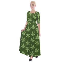 Weed Pattern Half Sleeves Maxi Dress by Valentinaart