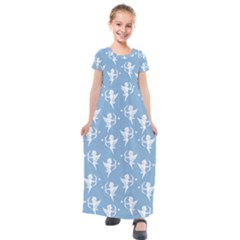 Cupid Pattern Kids  Short Sleeve Maxi Dress by Valentinaart