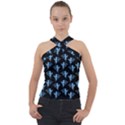 Cupid pattern Cross Neck Velour Top View1
