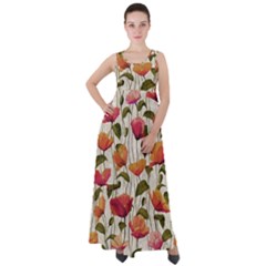 Floral Pattern Empire Waist Velour Maxi Dress by Valentinaart