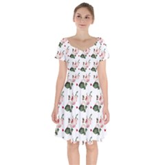 Love Spring Floral Short Sleeve Bardot Dress by Janetaudreywilson