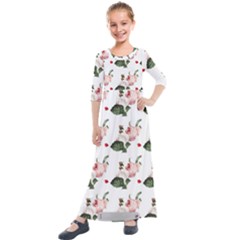 Love Spring Floral Kids  Quarter Sleeve Maxi Dress by Janetaudreywilson