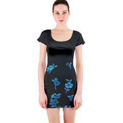 Flowers Pattern Short Sleeve Bodycon Dress by Sparkle