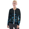 Flowers Pattern Velvet Zip Up Jacket View1