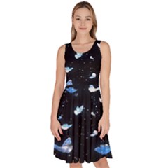 Sparkle Butterfly Knee Length Skater Dress With Pockets by Sparkle