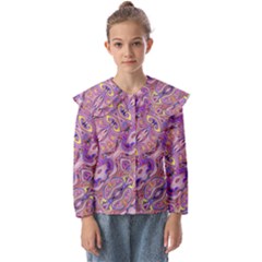 Liquid Art Pouring Abstract Seamless Pattern Tiger Eyes Kids  Peter Pan Collar Blouse by artico