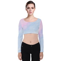 Watercolor Clouds2 Velvet Long Sleeve Crop Top by Littlebird