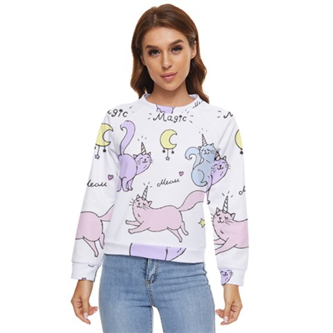  Cute Unicorn Cats Women s Long Sleeve Raglan Tee by Littlebird