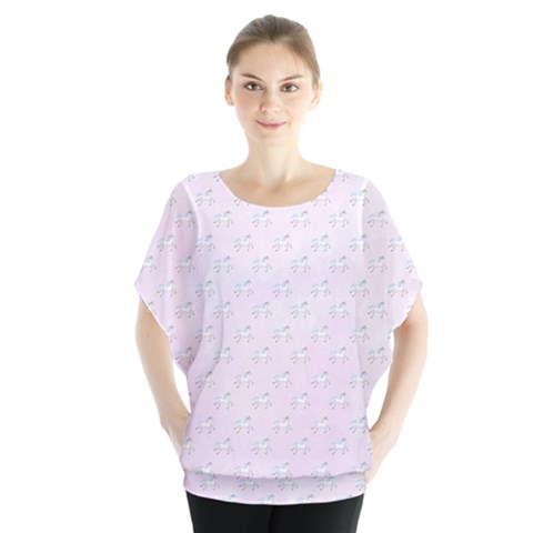 Unicorns Pattern Batwing Chiffon Blouse by Littlebird