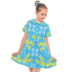 Abstract Pattern Geometric Backgrounds   Kids  Short Sleeve Shirt Dress by Eskimos