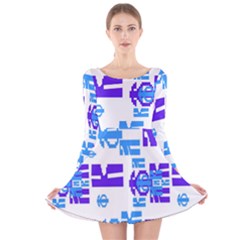 Abstract Pattern Geometric Backgrounds   Long Sleeve Velvet Skater Dress by Eskimos