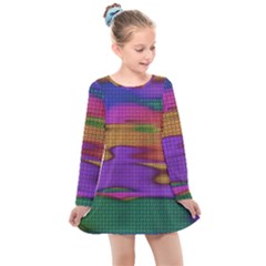 Puzzle Landscape In Beautiful Jigsaw Colors Kids  Long Sleeve Dress by pepitasart