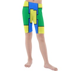 Abstract Pattern Geometric Backgrounds   Kids  Mid Length Swim Shorts by Eskimos