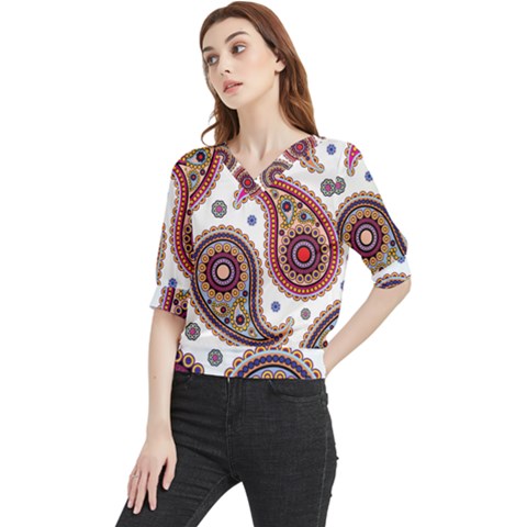 Paisley Pattern Quarter Sleeve Blouse by befabulous