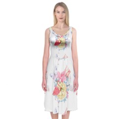 Flamingos Midi Sleeveless Dress by Sparkle