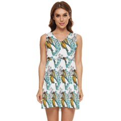 Nature Birds Tiered Sleeveless Mini Dress by Sparkle