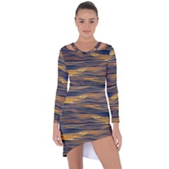 Sunset Waves Pattern Print Asymmetric Cut-out Shift Dress by dflcprintsclothing