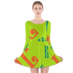 Abstract Pattern Geometric Backgrounds   Long Sleeve Velvet Skater Dress by Eskimos