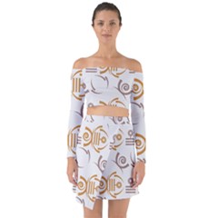 Abstract Pattern Geometric Backgrounds   Off Shoulder Top With Skirt Set by Eskimos