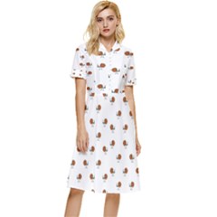 Funny Cartoon Sketchy Snail Drawing Pattern Button Top Knee Length Dress by dflcprintsclothing