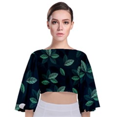 Foliage Tie Back Butterfly Sleeve Chiffon Top by HermanTelo