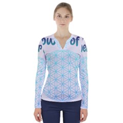 Flower Of Life  V-neck Long Sleeve Top by tony4urban