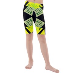 Abstract Pattern Geometric Backgrounds   Kids  Mid Length Swim Shorts by Eskimos