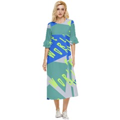 Abstract Pattern Geometric Backgrounds   Double Cuff Midi Dress by Eskimos