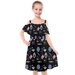 Pastel Goth Witch  Kids  Cut Out Shoulders Chiffon Dress by NerdySparkleGoth